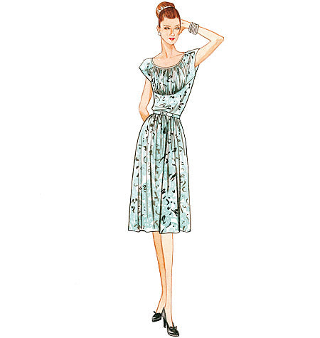 1940s Vintage Reproduction Sewing Pattern: Belted Dress. Vogue 8728