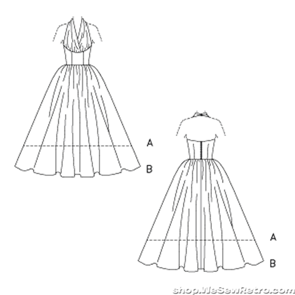 V2962 1950s Vintage Vogue 2962: Misses Halter Dress Sewing Pattern