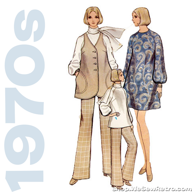 1970s Vogue Vintage Pattern - A Line Dress, Pants, Blouse, Jacket - Vogue 7795