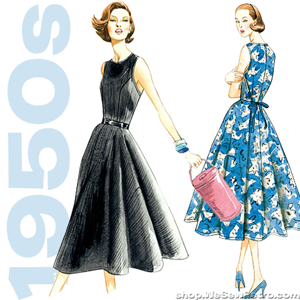 V8788 1950s Vintage Vogue Sewing Pattern: Back Wrap Dress Pattern. Vogue 8788