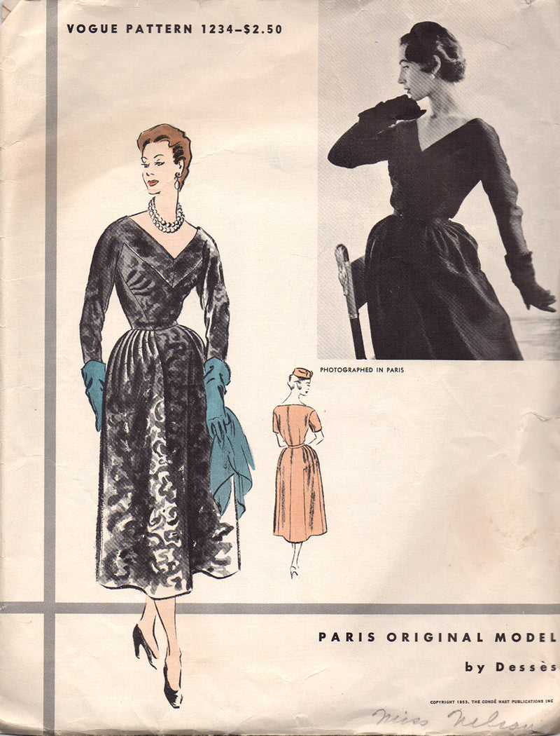 Vogue 1234 Dessès Dress Vintage Sewing Pattern