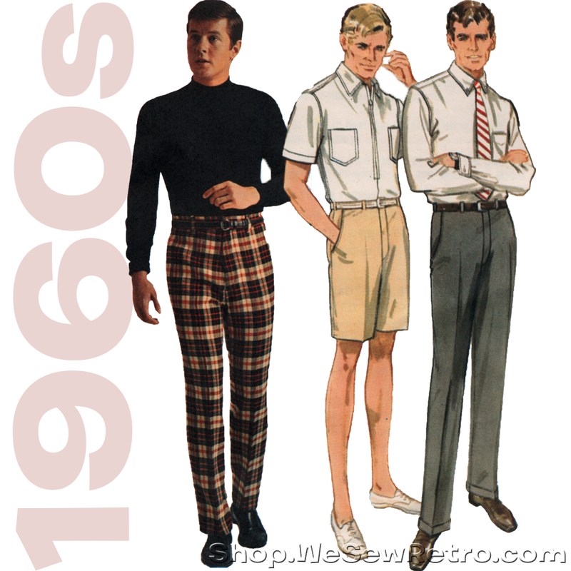 Butterick 5074 - 1960s Vintage Pattern - Mens Pants & Shorts Sewing Pattern