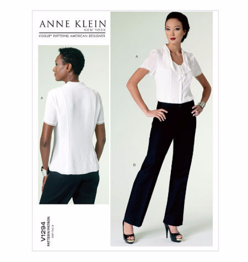 V1294 Vogue American Designer Anne Klein Blouse & Pants Sewing Pattern Vogue 1294 Out of Print