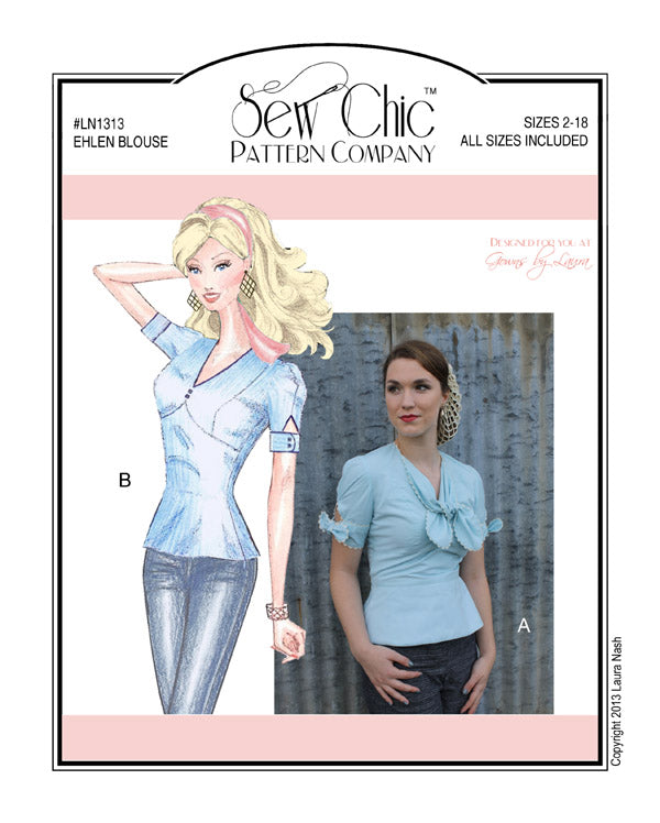 Sew Chic Ehlen Blouse Paper Sewing Pattern by Sew Chic Pattern Company
