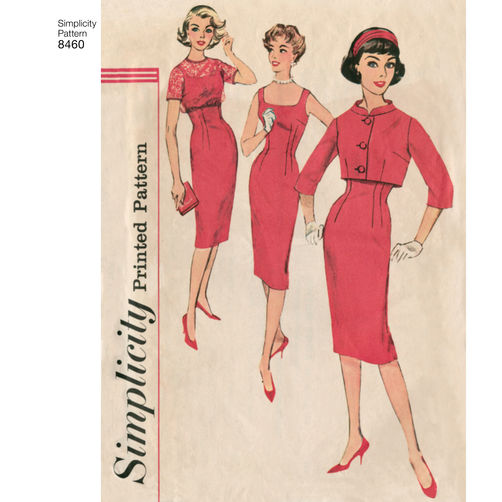 Simplicity 8460 Vintage Dress and Jacket - 1950s Paper Sewing Pattern
