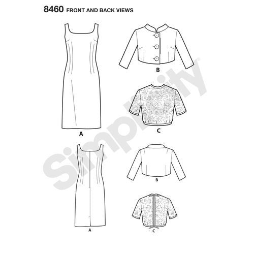 Simplicity 8460 Vintage Dress and Jacket - 1950s Paper Sewing Pattern