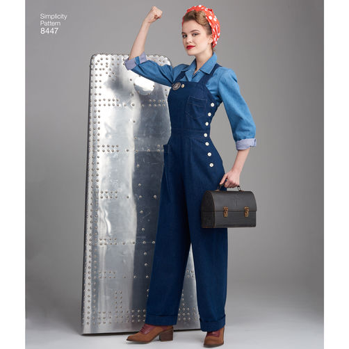 Simplicity 8447 Rosie the Riveter Overalls, Pants, and Blouses - 1940s Paper Sewing Pattern
