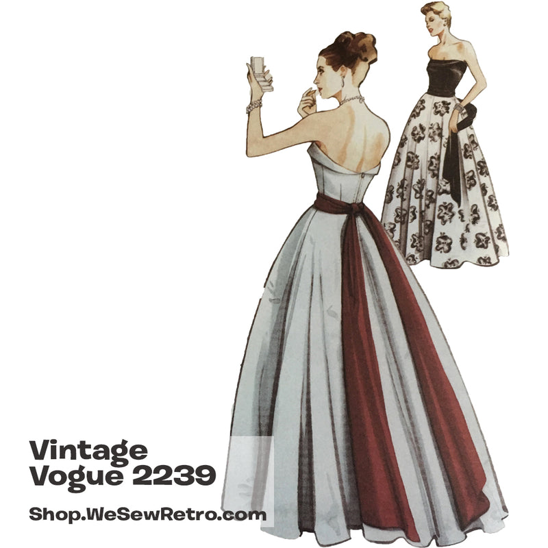 Vintage Vogue 2239 1950s Evening Gown Sewing Pattern