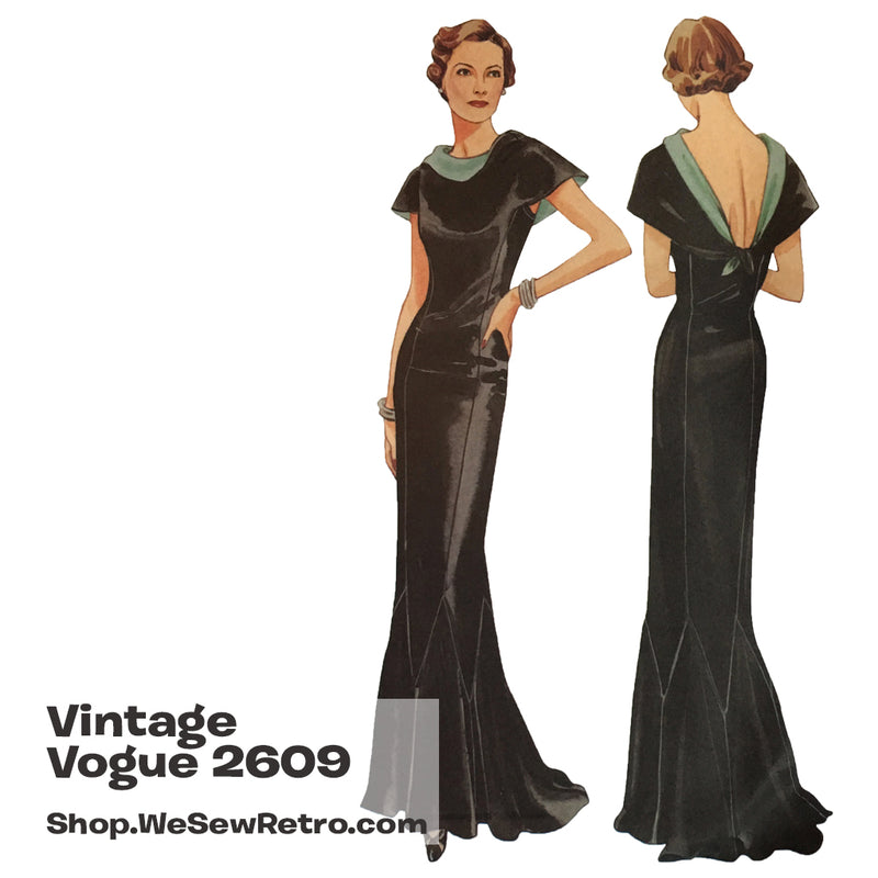 Vintage Vogue 2609 1930s Evening Gown Sewing Pattern