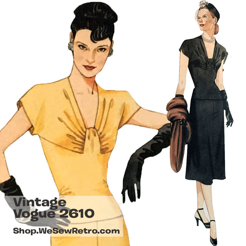 Vintage Vogue 2610 1940s Misses Dress Sewing Pattern