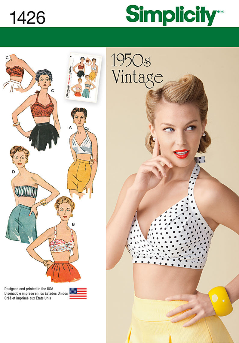 Simplicity 1426 : 1950s Vintage Bra Tops Sewing Pattern