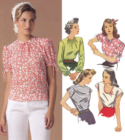 Simplicity 1692. 1940s Vintage Reproduction Pattern. Women's Blouse Sewing Pattern.