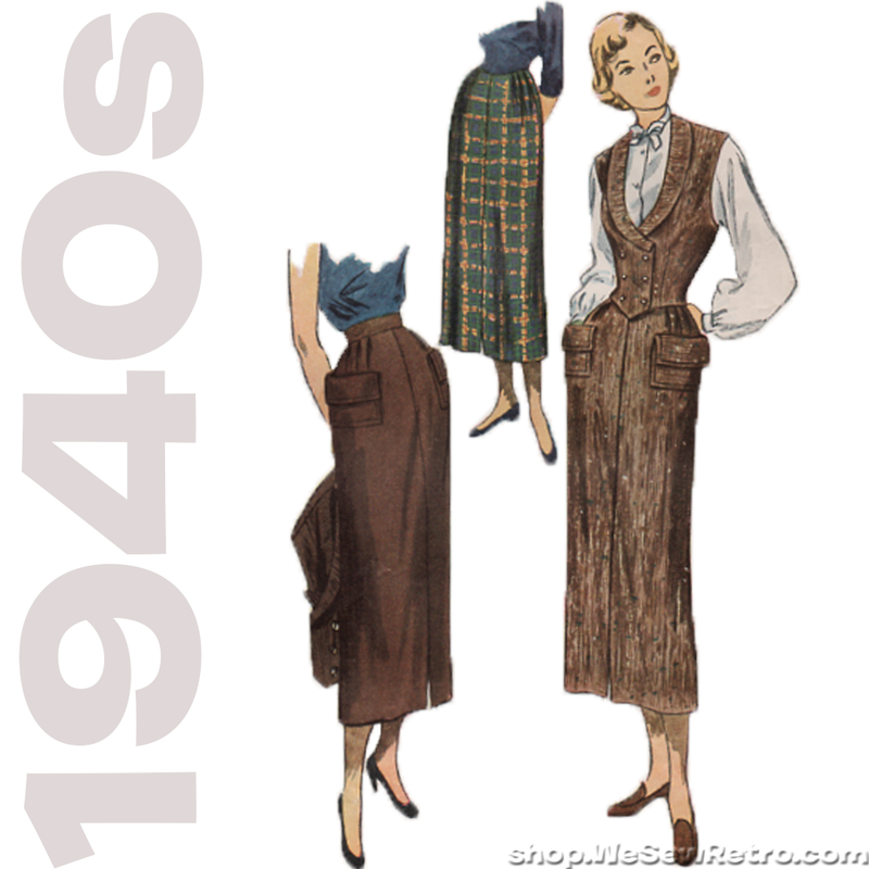 Simplicity 2943 Sewing Pattern - 1940s Vintage Pattern - Misses Skirt and Weskit Pattern