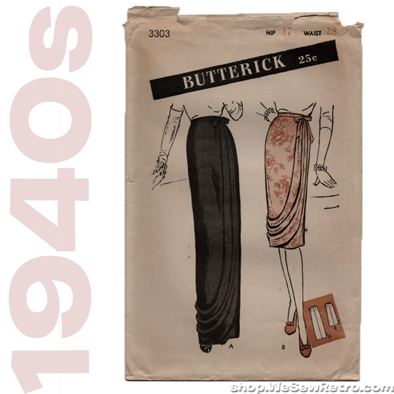 Butterick 3303 Sewing Pattern - 1940s Draped Skirt Vintage Pattern