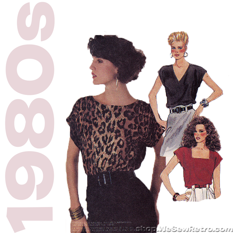 McCalls 3642 Vintage Sewing Pattern - 1980s Top with Neckline Variations