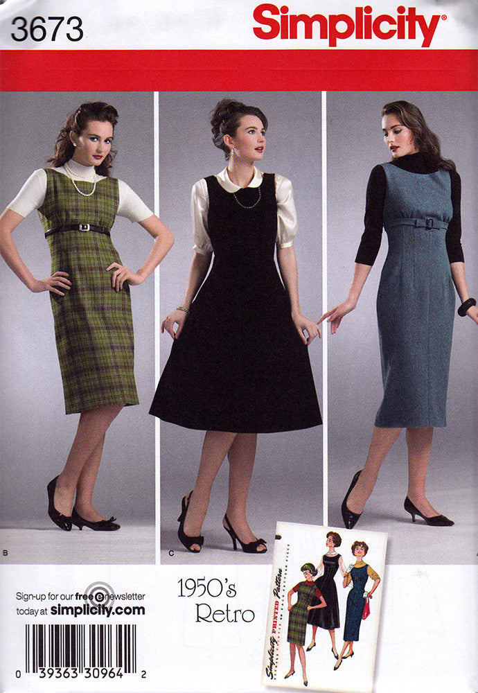 Simplicity 3673 Dress Sewing Pattern - 1950s Vintage Sewing Pattern