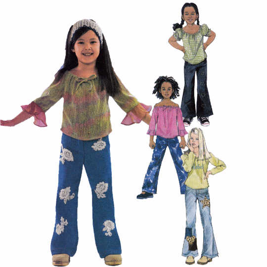 McCalls 4193 Sewing Pattern - Girls Flares and Peasant Tops