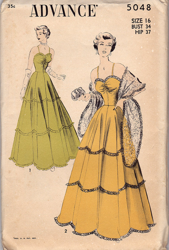 Advance 5048 - 1940s Evening Gown Sewing Pattern