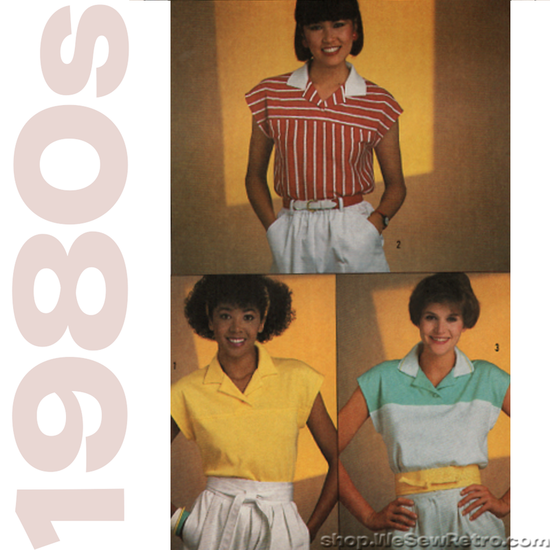 Simplicity 6755 Sewing Pattern - 1980s Vintage Women's Tops Sewing Pattern