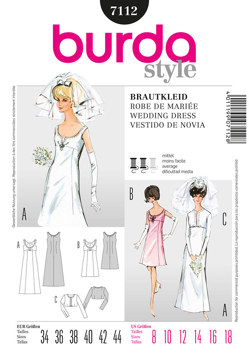 Burda Style 7112 Sewing Pattern - 1960s Dress Pattern