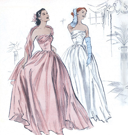 1950s Repro Vintage Sewing Pattern: Floor Length Dress. Butterick 4918
