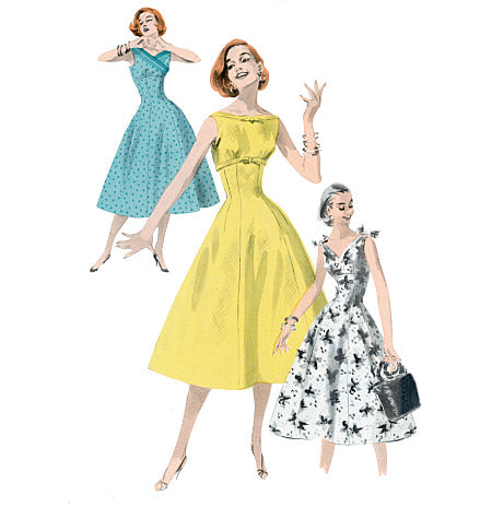 1950s Repro Vintage Sewing Pattern: Underbust Bow Dress. Butterick 5603