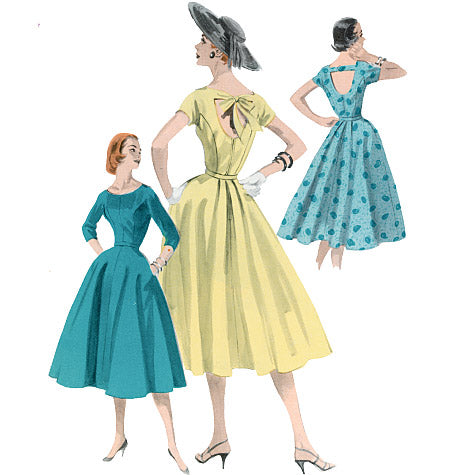 1950s Repro Vintage Sewing Pattern: Open Back Dress. Butterick 5605