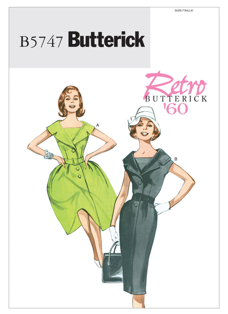 B5747 1960s Dress Sewing Pattern - Butterick 5747 Dress Pattern