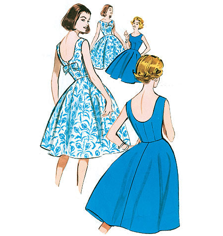 1960s Repro Vintage Sewing Pattern: Low Back Dress. Butterick 5748