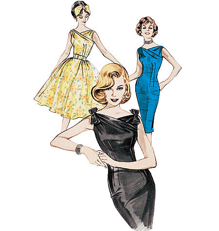 1960s Repro Vintage Sewing Pattern: Fitted or Flared Dress. Butterick 6582