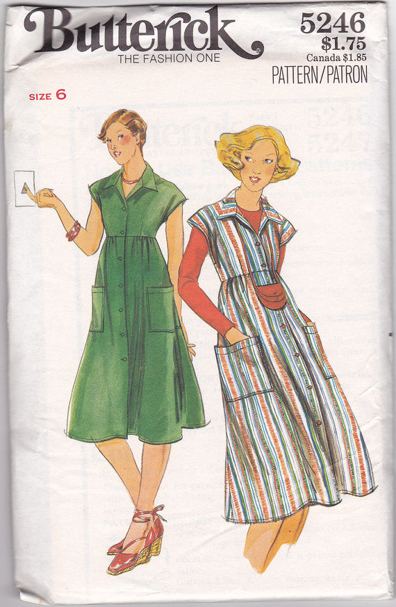 1970s High Waisted Dress Vintage Pattern - Butterick 5246/5247