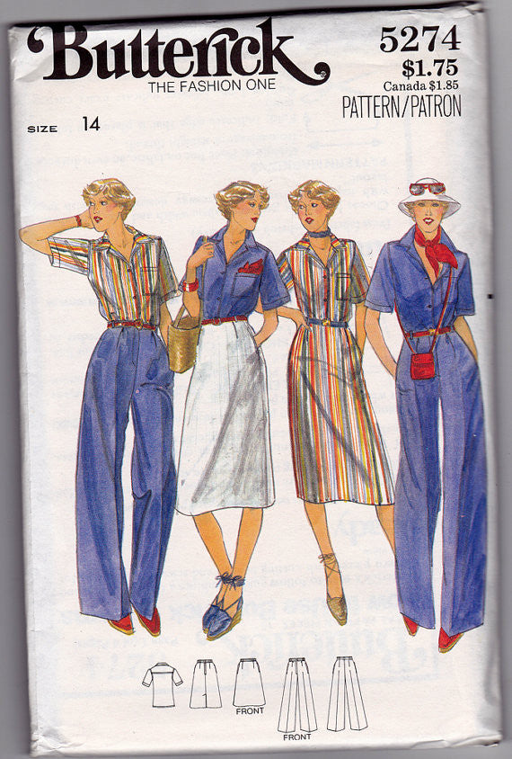 1970s Blouse, Skirt, Pants Vintage Pattern - Butterick 5274