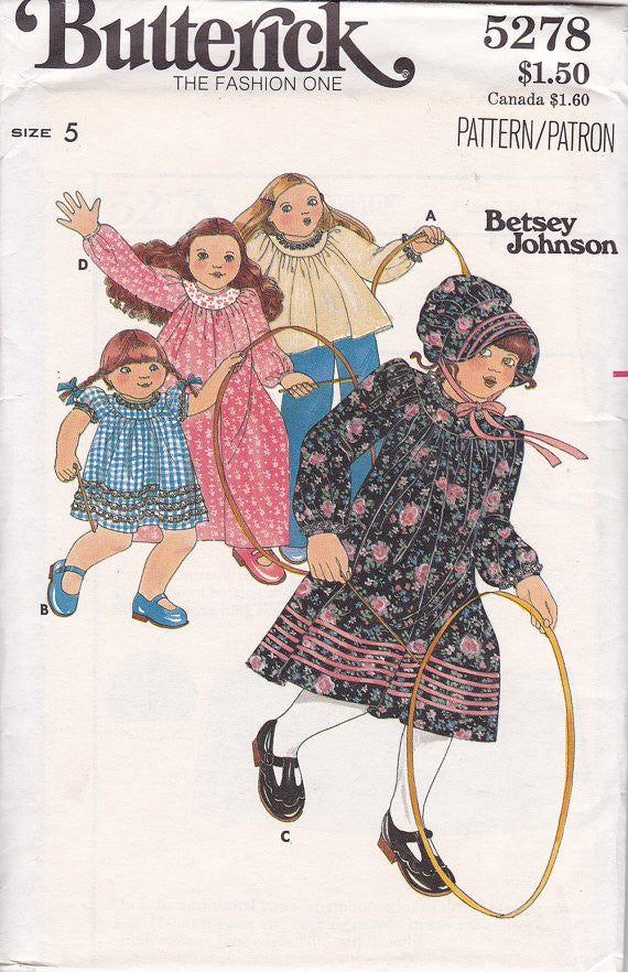 1970s Betsey Johnson Girls Dress Vintage Pattern - Butterick 5278