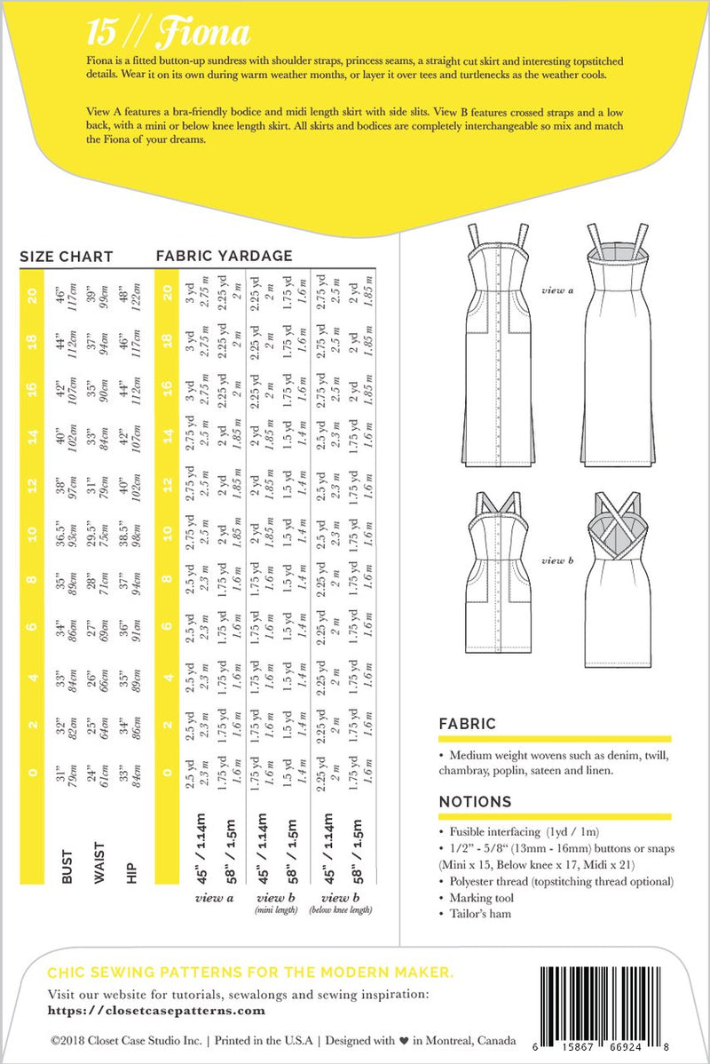 Closet Case Fiona Sundress Paper Sewing Pattern