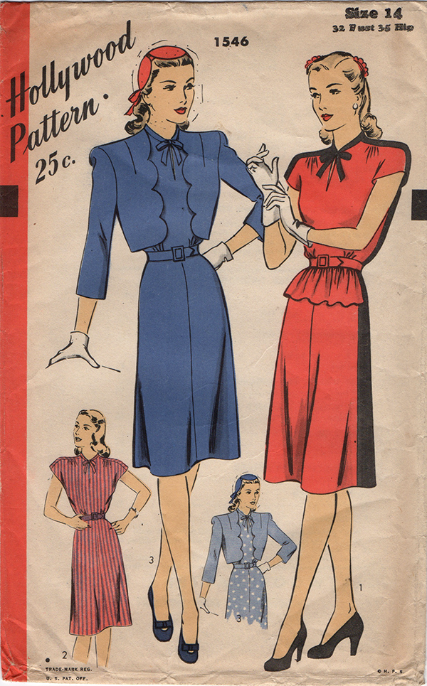 Hollywood 1546 - 1940s Vintage Pattern - Dress and Bolero