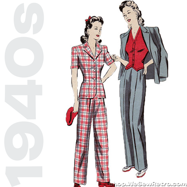 Hollywood 899 - 1940s Vintage Sewing Pattern: Pants, Jacket & Crocheted Vest