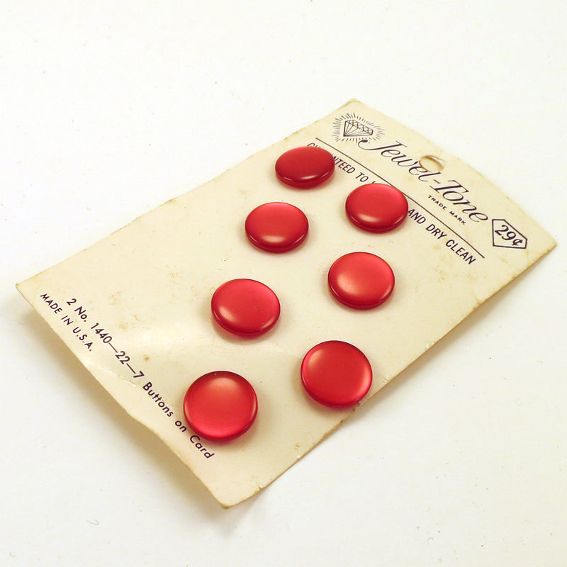 Flat Red Vintage Buttons on Original Card