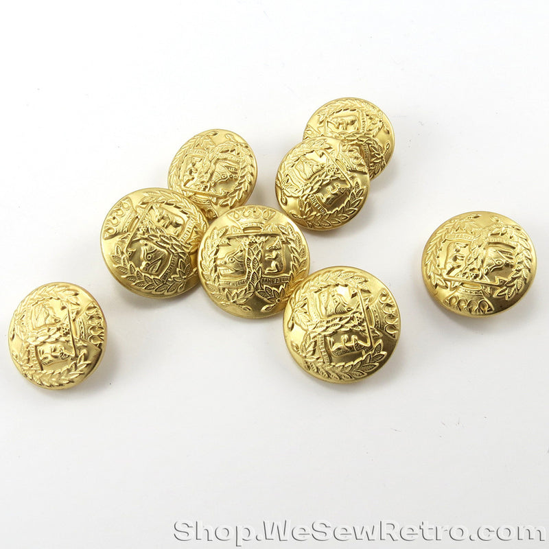 Set of 8 Gold Tone Fashion Buttons