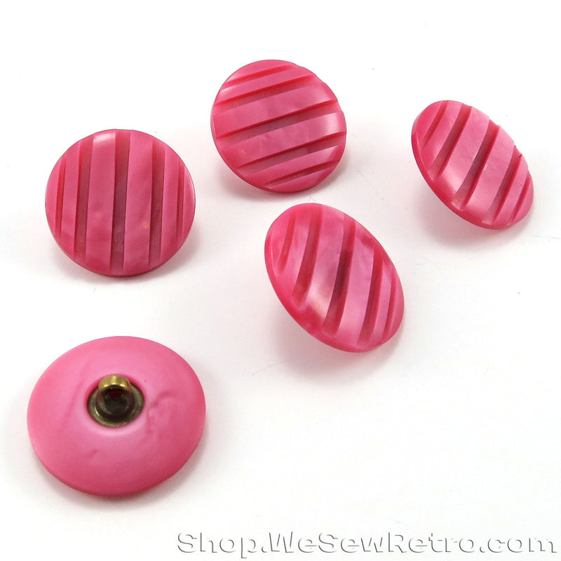 5 Pink Vintage Buttons