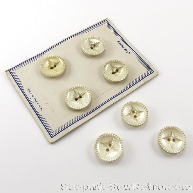 Set of 7 Frosty Pearl Colored Vintage Buttons