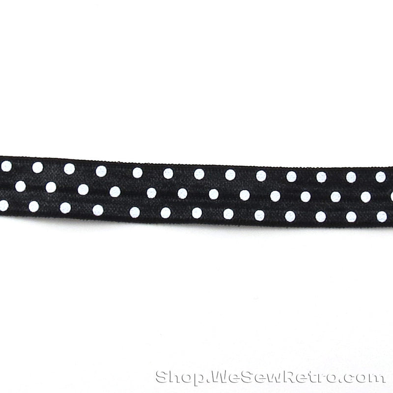 Polka Dot Foldover Elastic - Black & White FOE by the yard – WeSewRetro
