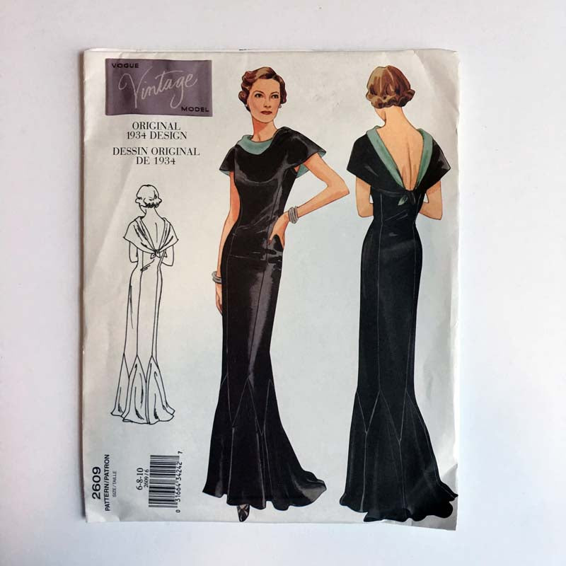 Vintage Vogue 2609 1930s Evening Gown Sewing Pattern