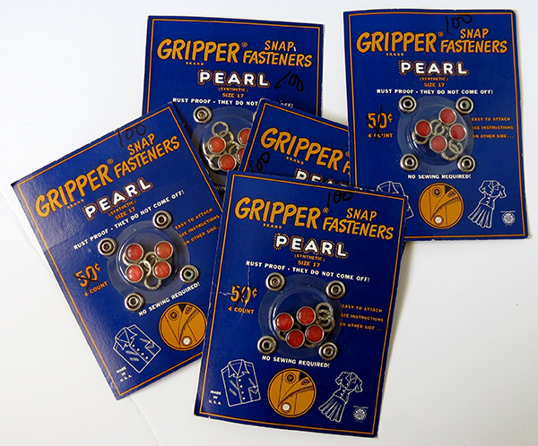 1950s Vintage Gripper Pearl Snap Fasteners