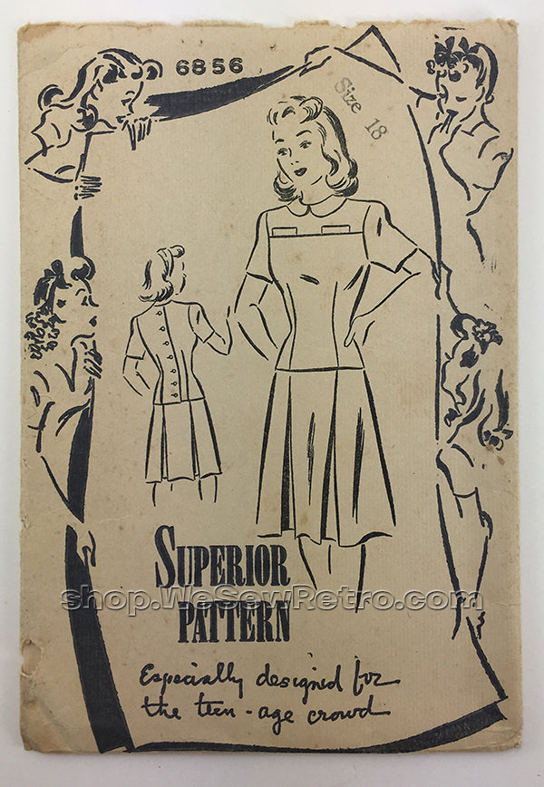 Superior 6856 1940s Vintage Dress Sewing Pattern
