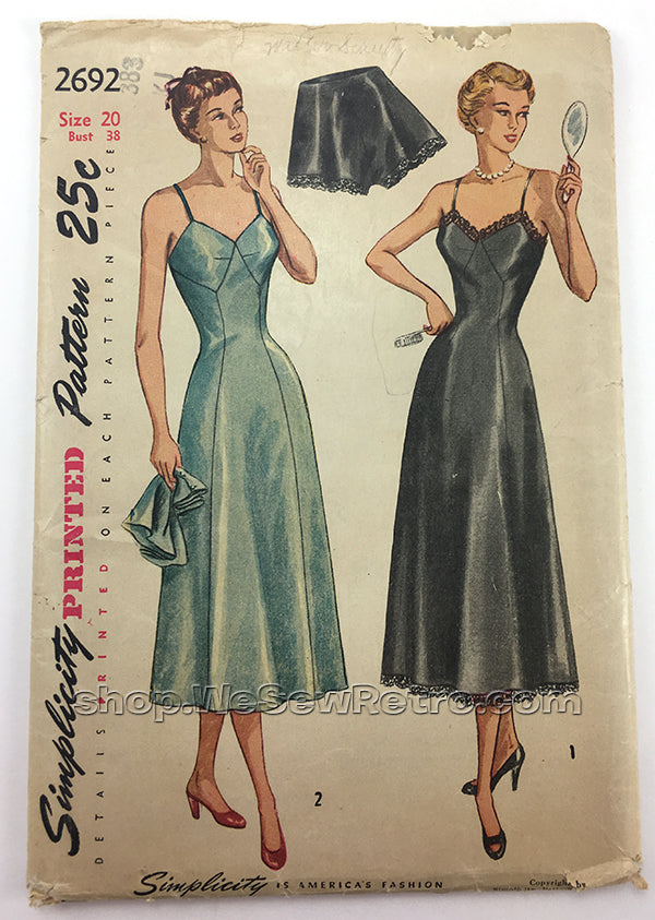 Simplicity 2692 1940s Lingerie Sewing Pattern