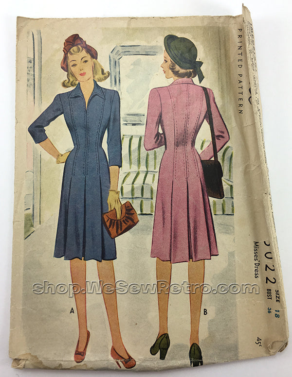 McCall 5022 1940s Dress Vintage Sewing Pattern