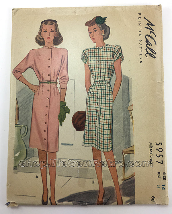 McCall 5957 1940s Dress Vintage Sewing Pattern