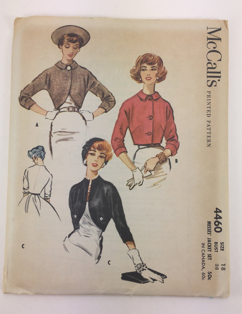 McCalls 4460 1950s Jacket Vintage Sewing Pattern