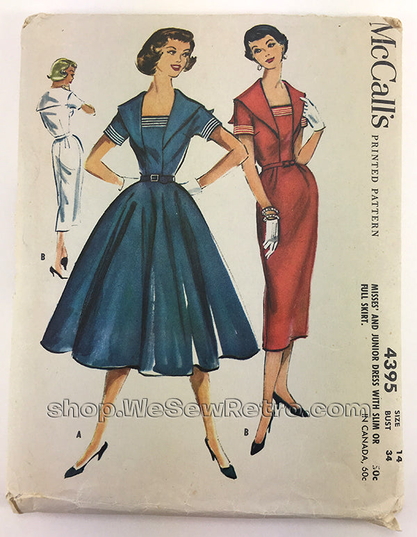 McCalls 4395 1950s Sailor Dress Vintage Sewing Pattern