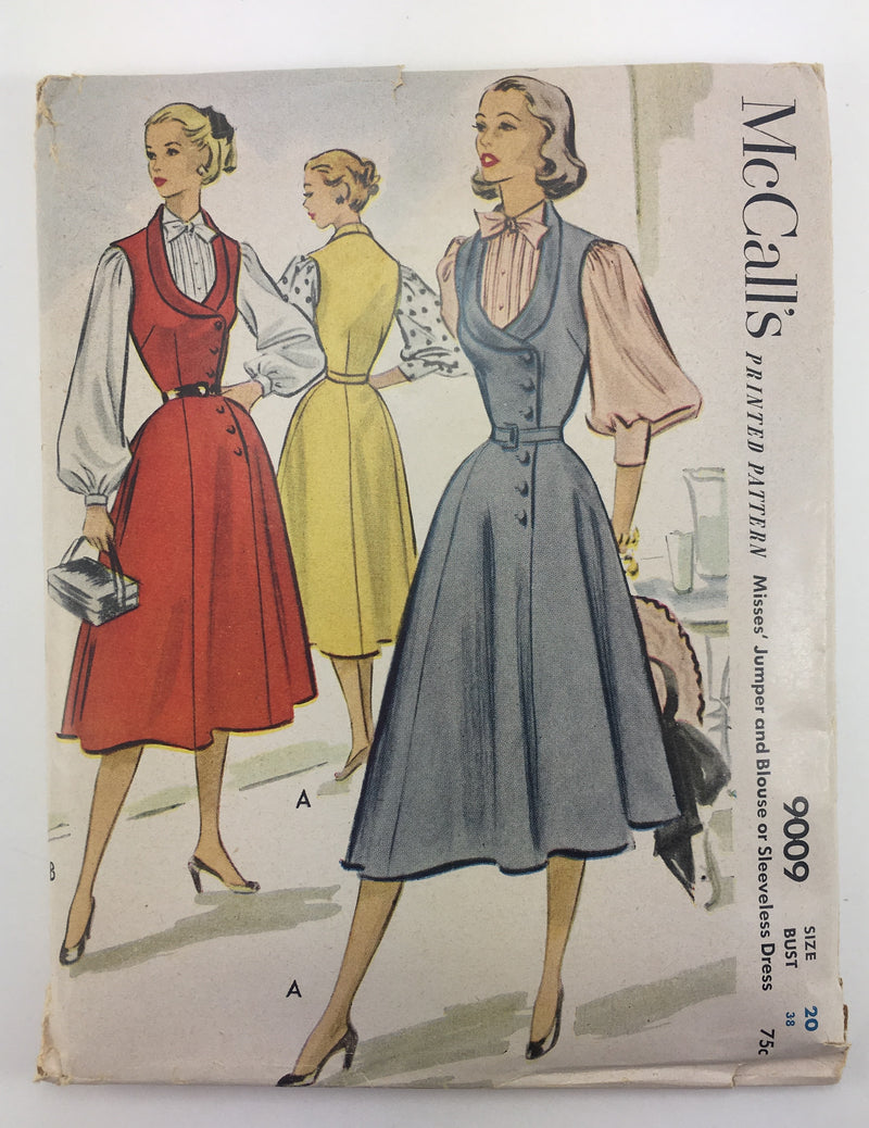 McCalls 9009 1950s Dress, Jumper, and Blouse Vintage Sewing Pattern